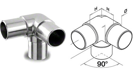 Stainless Steel Balustrade Corner Connector 3 Way