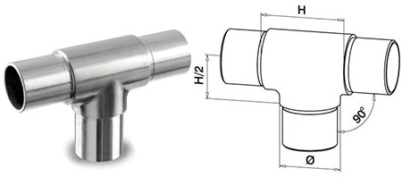 Stainless Steel Balustrade Connector 3 Way In-Line