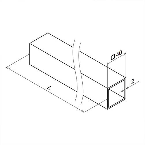 40mm Stainless Steel Tube Square Section - Technical