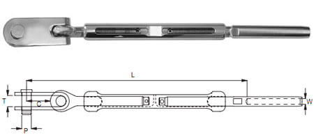 Turnbuckle Marine Body Toggle and Swage Stud