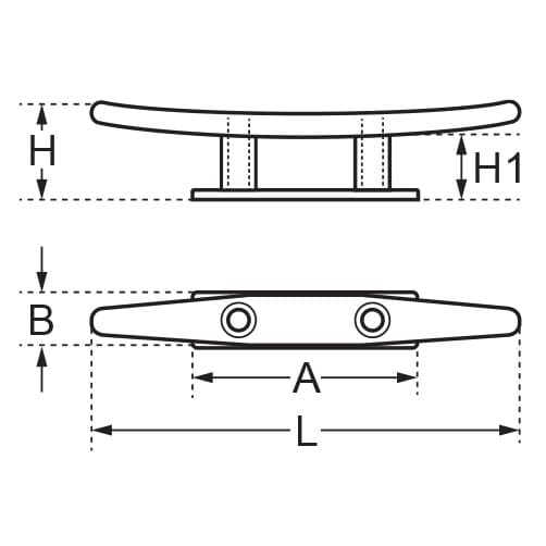 Low Flat Cleat - 2 Hole - Diagram