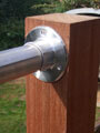 decking balustrade with stainless steel tubular handrail and cable infill