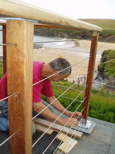 Decking balustrade as installed for the Pardoe family at Trevone in Cornwall