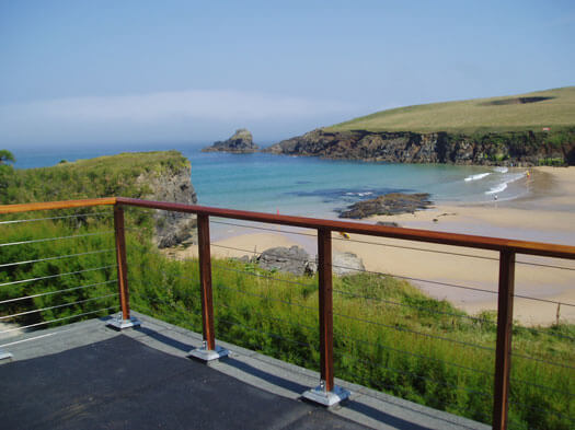 Decking balustrade as installed for the Pardoe family at Trevone in Cornwall