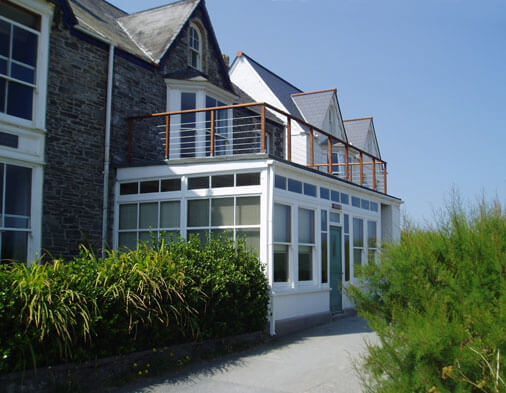 Decking balustrade as installed for the Pardoe family at Trevone in Cornwall
