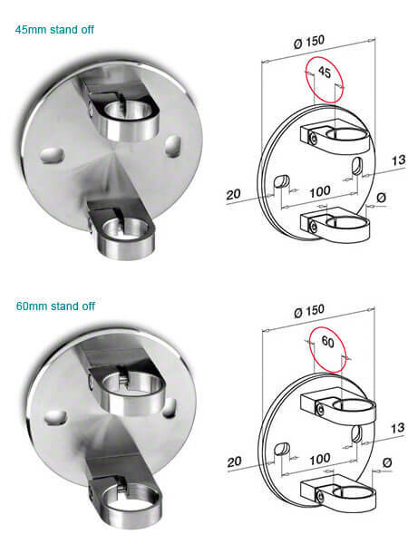 Stainless Steel Circular Balustrade Baluster Wall Bracket