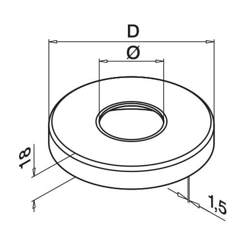 Cover Cap for Tubular Floor Glass Clamp - Dimensions