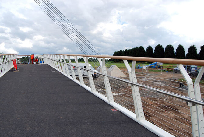 Balustrade Wire Installed On The Diglis Footbridge