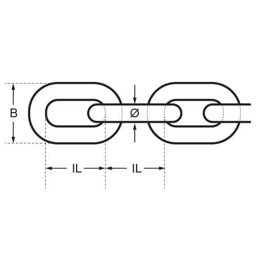 Duplex Stainless Steel Chain - Dimensions