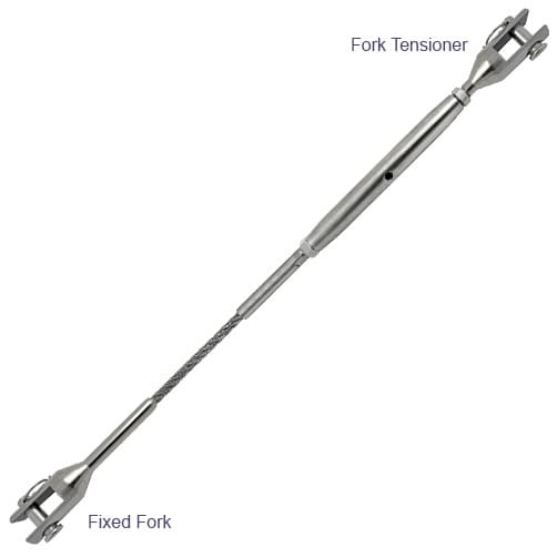 Fork Tensioner Wire Rope Assembly - Stainless Steel