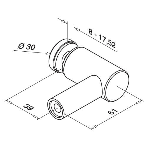 Stainless Steel Glass Adapter-Spider - Flat Mount - Diagram