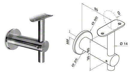 Stainless Steel Adjustable Balustrade Handrail Wall Mount Bracket