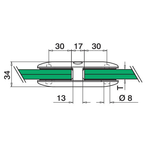 In-Line D Shaped Glass Connector - Diagram