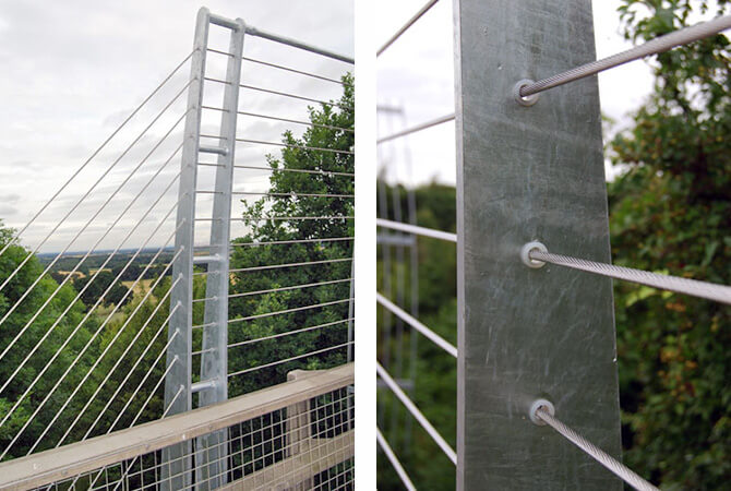 Stainless Steel Safety Wires Passing Through Uprights