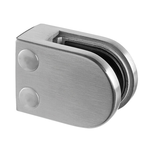 Stainless Steel Glass Clamp - D Shape - 6mm to 12mm Glass Thickness - Flat Mount