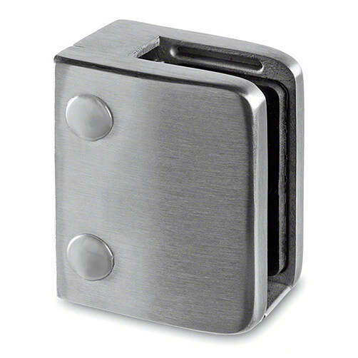 Stainless Steel Glass Clamp - Square - 12mm to 17.52mm Glass Thickness - Flat Mount