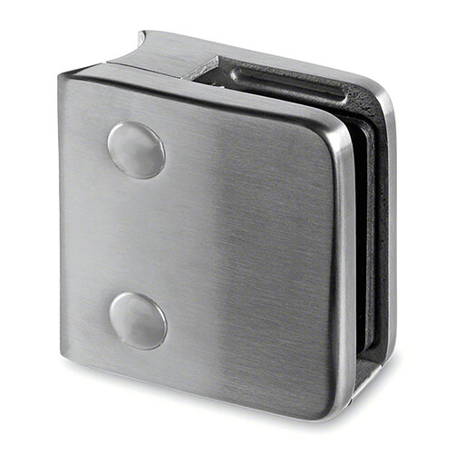 Stainless Steel Glass Clamp - Square - 12mm to 17.52mm Glass Thickness - TUbe Mount