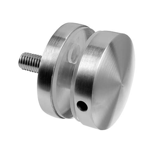 Stainless Steel Short Round Glass Clamp - Flat Mount for Glass up to 18mm Thickness