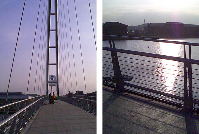 Tensioned wire rope infill at North Shore Infinity Footbridge Tensioned Wire Rope infill