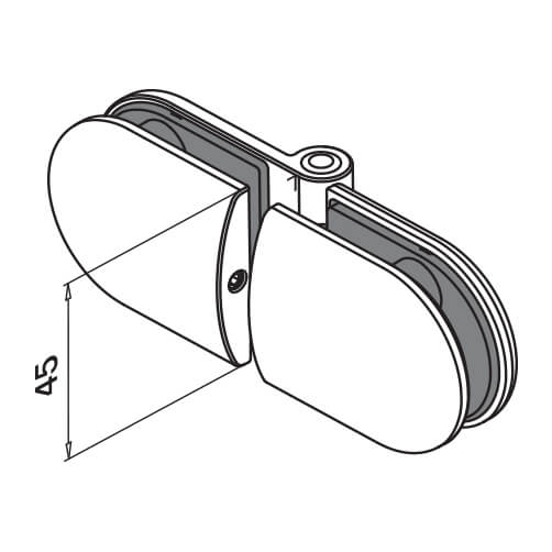 Premium Stainless Steel Glass to Glass Hinge - D-shaped Clamp - Diagram