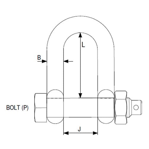 E Type Stainless Steel Safety D Shackle - Diagram
