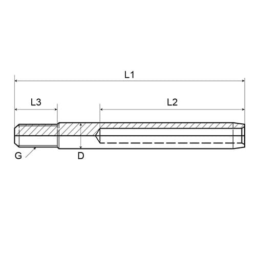Short Threaded Swage Stud UNF - Dimensions