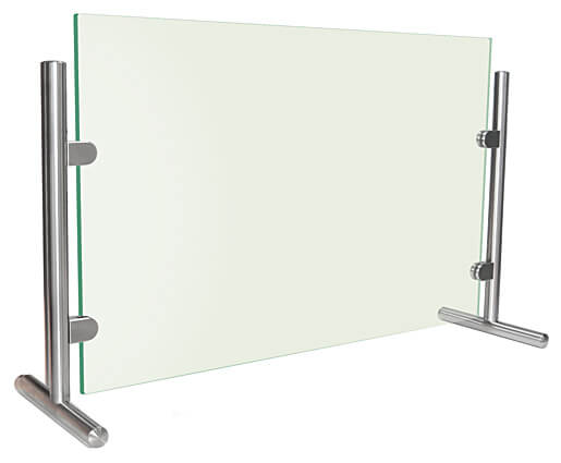 Glass Sneeze Guard with Stainless Steel Posts