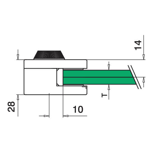Glass Clamp - Square - 8mm to 12.76mm - Profile