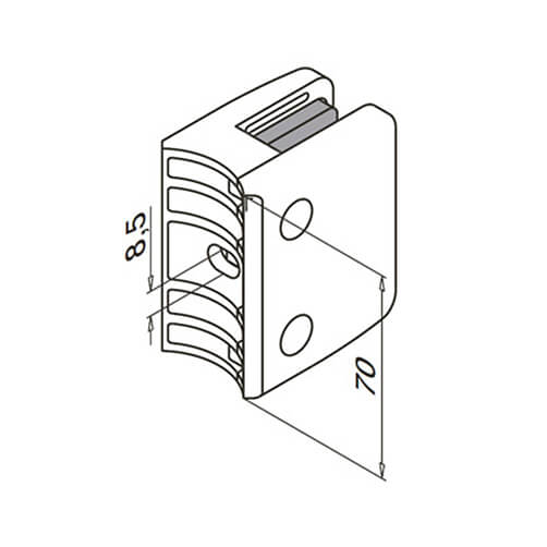 Glass Clamp - Square - 12mm to 17.52mm - Tube Mount