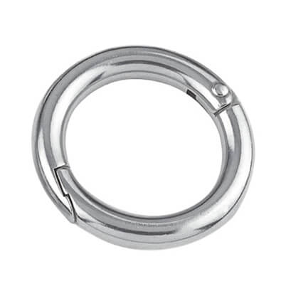Stainless Steel Two-Part Round Ring with Riveted Hinge and Snap Fastener