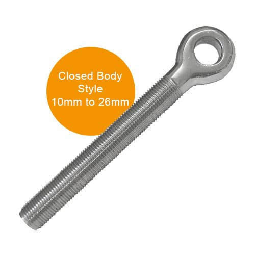 Stainless Steel Threaded Eye Stud - UNF - Closed Style