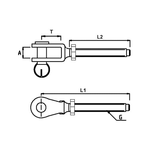 Stainless Steel Threaded Fork Stud Dimensions