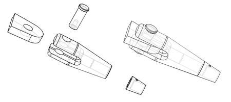 Diagram showing an fork end set with fork, taper nut and pin exploded