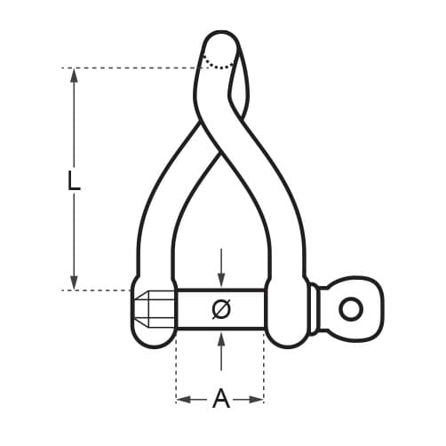 Twist Shackle with Screw Pin - Diagram