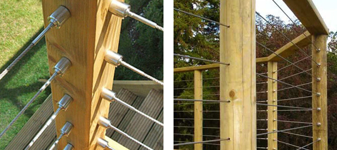 You must terminate the wire rope balustrade at each side of a corner post