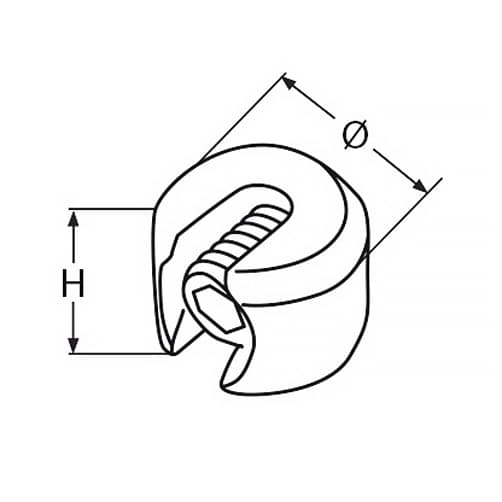 Wire Rope Stopper - 316 Grade Stainless Steel - Diagram