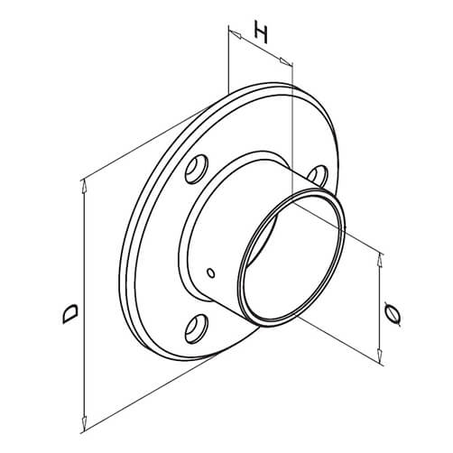 Wall Mount Flange Fixing - Stainless Steel - Diagram