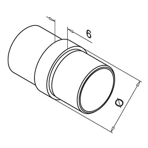 In-line Tube Connector - Modular Stainless Steel Balustrade - Diagram
