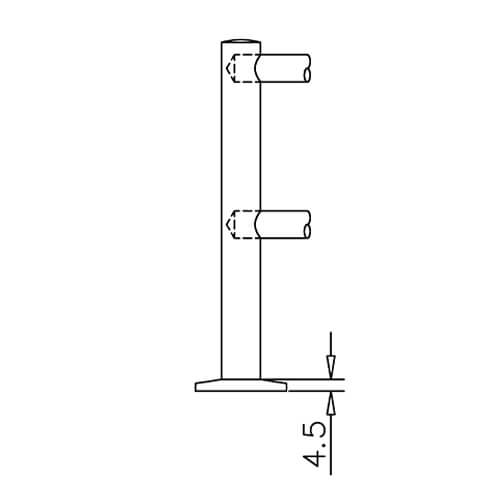 Double End Post Bracket - 10mm Bar Railing - Profile