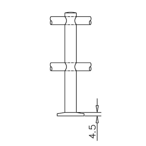 Double Mid Post Bracket - 10mm Bar Railing - Profile