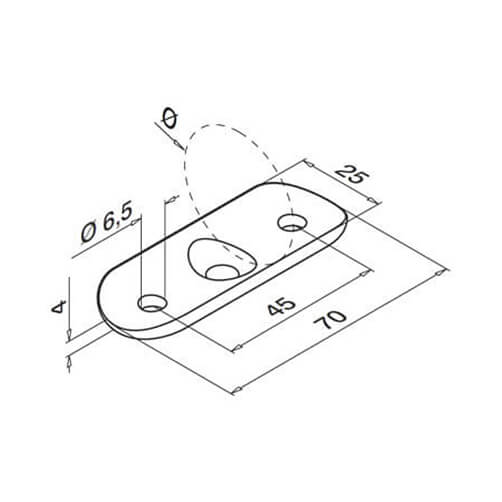 Handrail Saddle Plate Tube - Dimensions