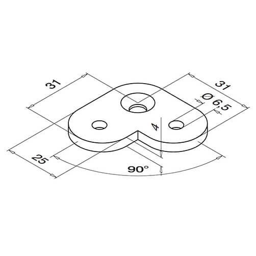 Handrail Saddle Plate 90 Flat - Dimensions