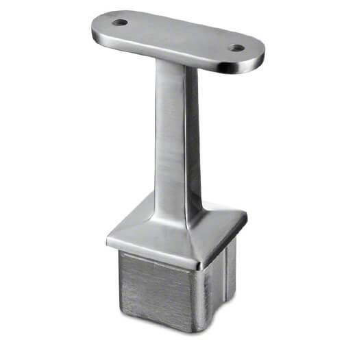 Square Balustrade Handrail Saddle - In-Line - Flat Fix - Stainless Steel
