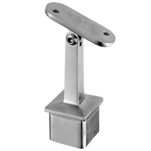 Square Adjustable Flat Handrail Saddle - In-Line - Stainless Steel