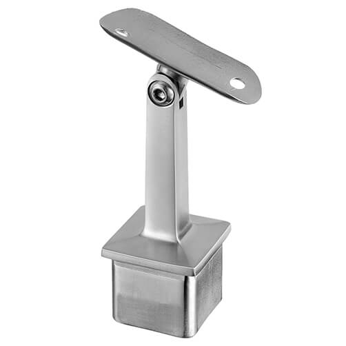 Square Adjustable Tubular Handrail Saddle - In-Line - Stainless Steel