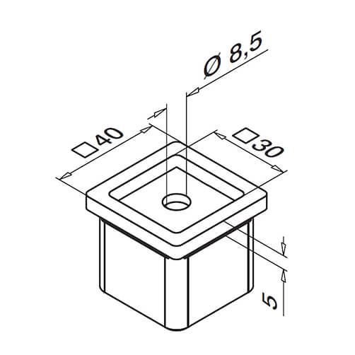 Square Balustrade Mounting Adapter - Dimensions