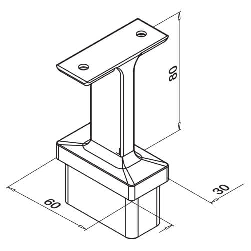 Flat Handrail Saddle Dimensions - Square Line 60x30 Balustrade