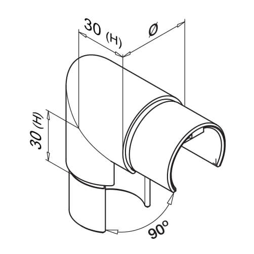 Vertical Corner Handrail Connector For Glass Channel Balustrade Diagram