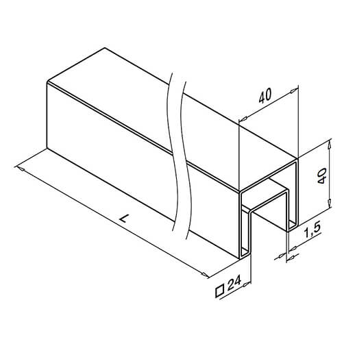 Square Stainless Steel Handrail For Glass Channel Balustrade Diagram