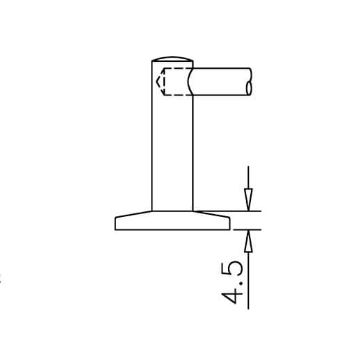 End Post Bracket - 6mm Bar Railing - Profile